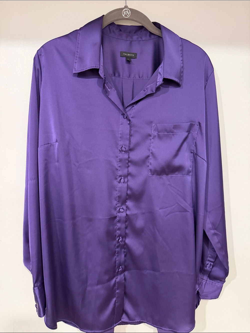 Talbots Satin Button-Down Shirt in Purple